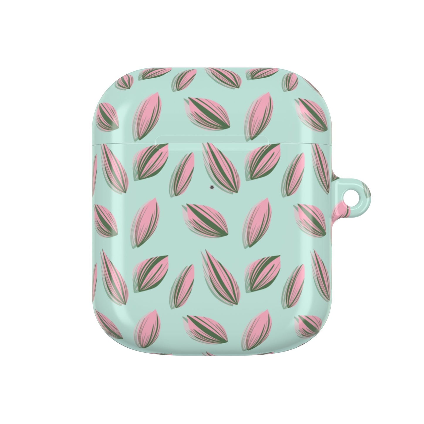 Tradescantia Nanouk Pattern Earbud Case – Slim Protective Cover With Carabiner