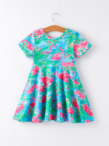 Summer Passion Flamingo Girls Dress