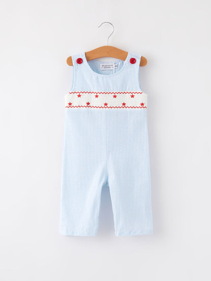 4th of july Star Embroidery Smock Boys Romper