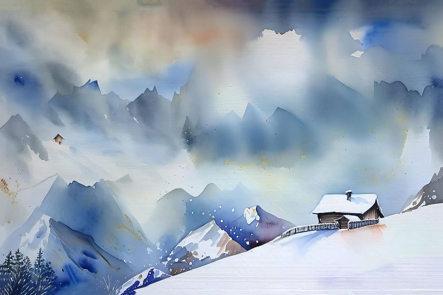 Mountain Retreat Matte Canvas Art, Cozy Home Decor, Winter Landscape Wall Art, Gift for Nature Lovers, Scenic Artwork
