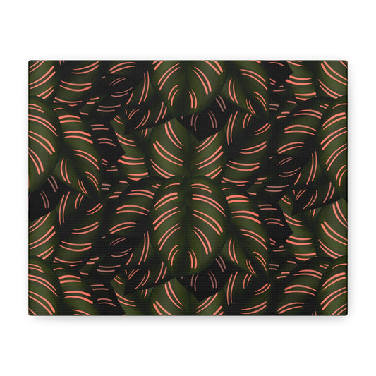 Calathea Pinstripe Pattern Canvas Print – Botanical Wall Art