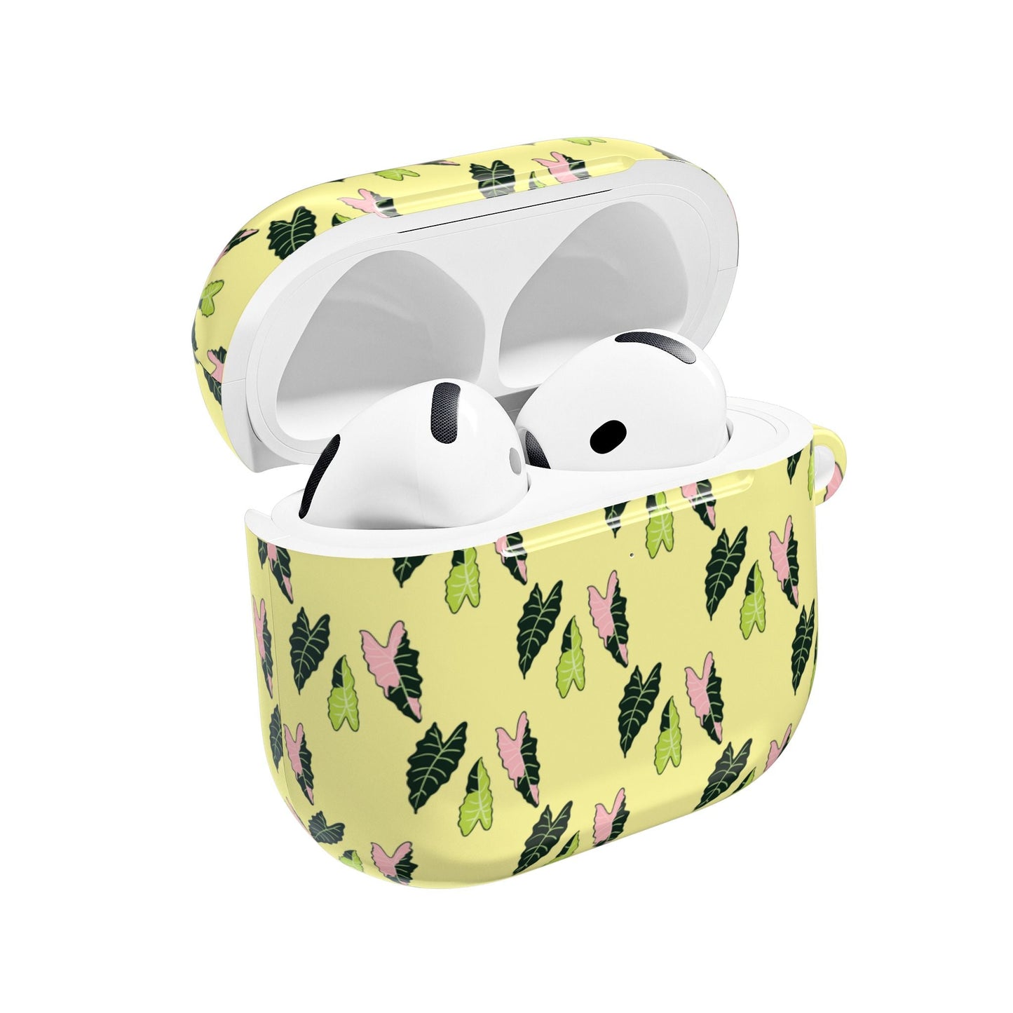 Alocasia Pattern Earbud Case – Slim Protective Cover With Carabiner
