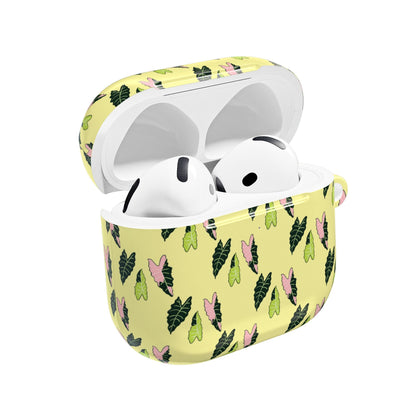 Alocasia Pattern Earbud Case – Slim Protective Cover With Carabiner