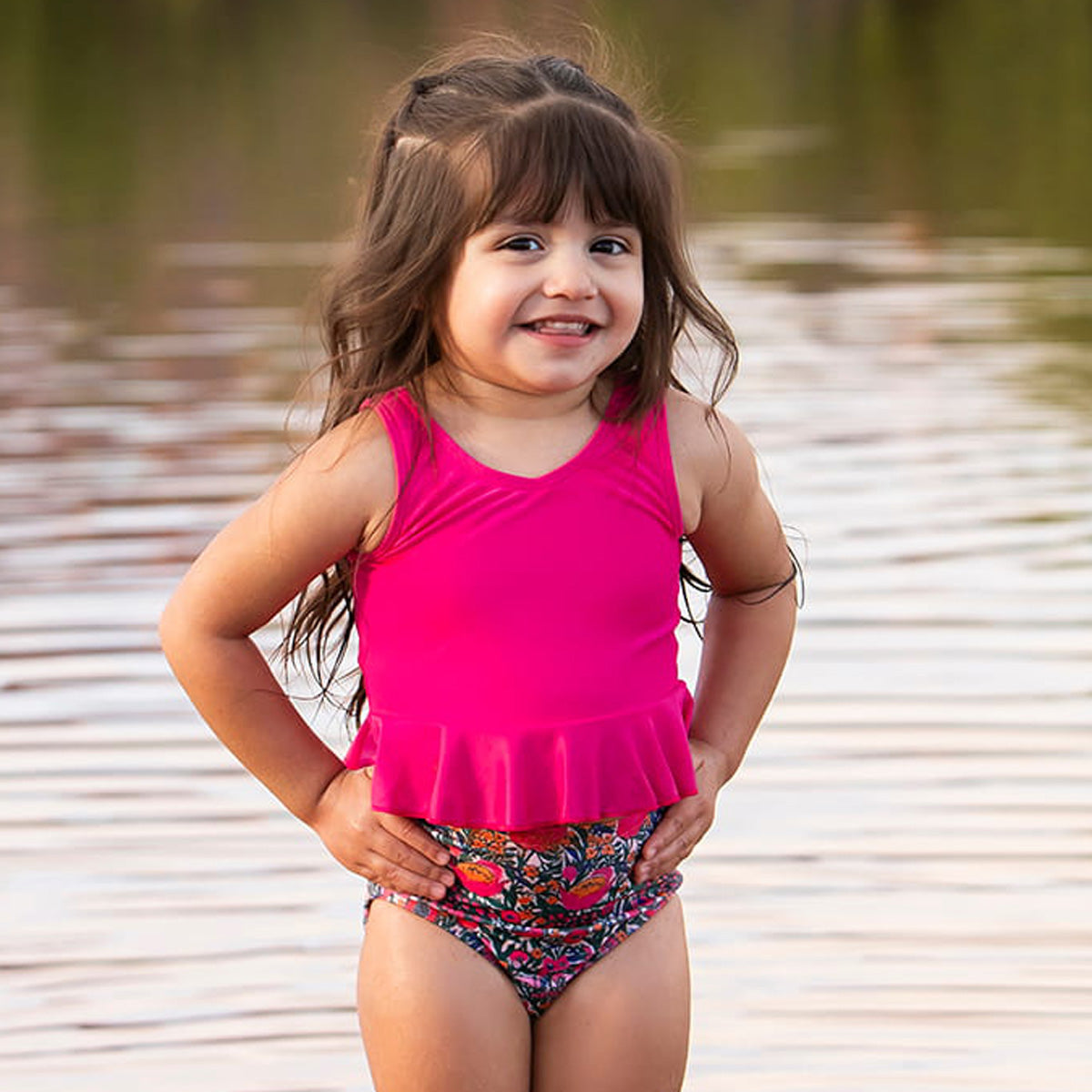V Neck Peplum Tankini Top (Girls)