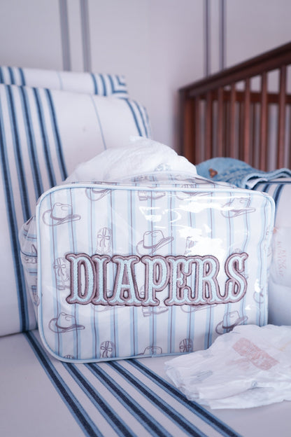 Diapers XL - Western Blues Clear Coat Bag