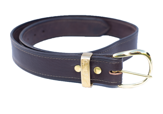 Leather Belt with Metal Belt Keeper Unisex