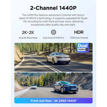 VIOFO A229 Plus 2-Channel 2K QHD Sony STARVIS 2 Dash Cam