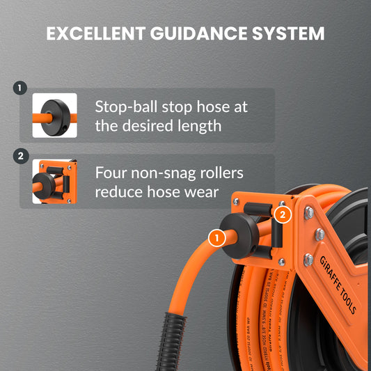 Retractable Air Hose Reel-Alloy Steel Reel-3/8in 25ft-50ft