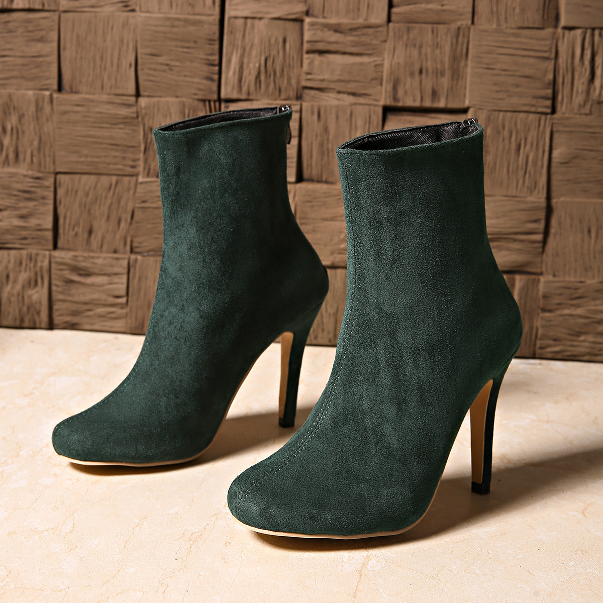 Women’s Suede High Heel Ankle Boots – Figure-Flattering Elegant Booties