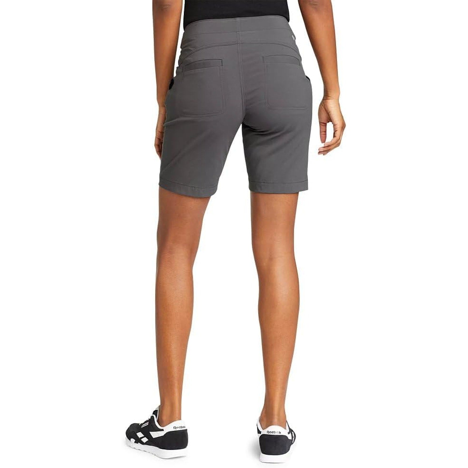 New Eddie Bauer Womens Size 14 Dark Gray High Rise Fitted Horizon Bermuda Shorts