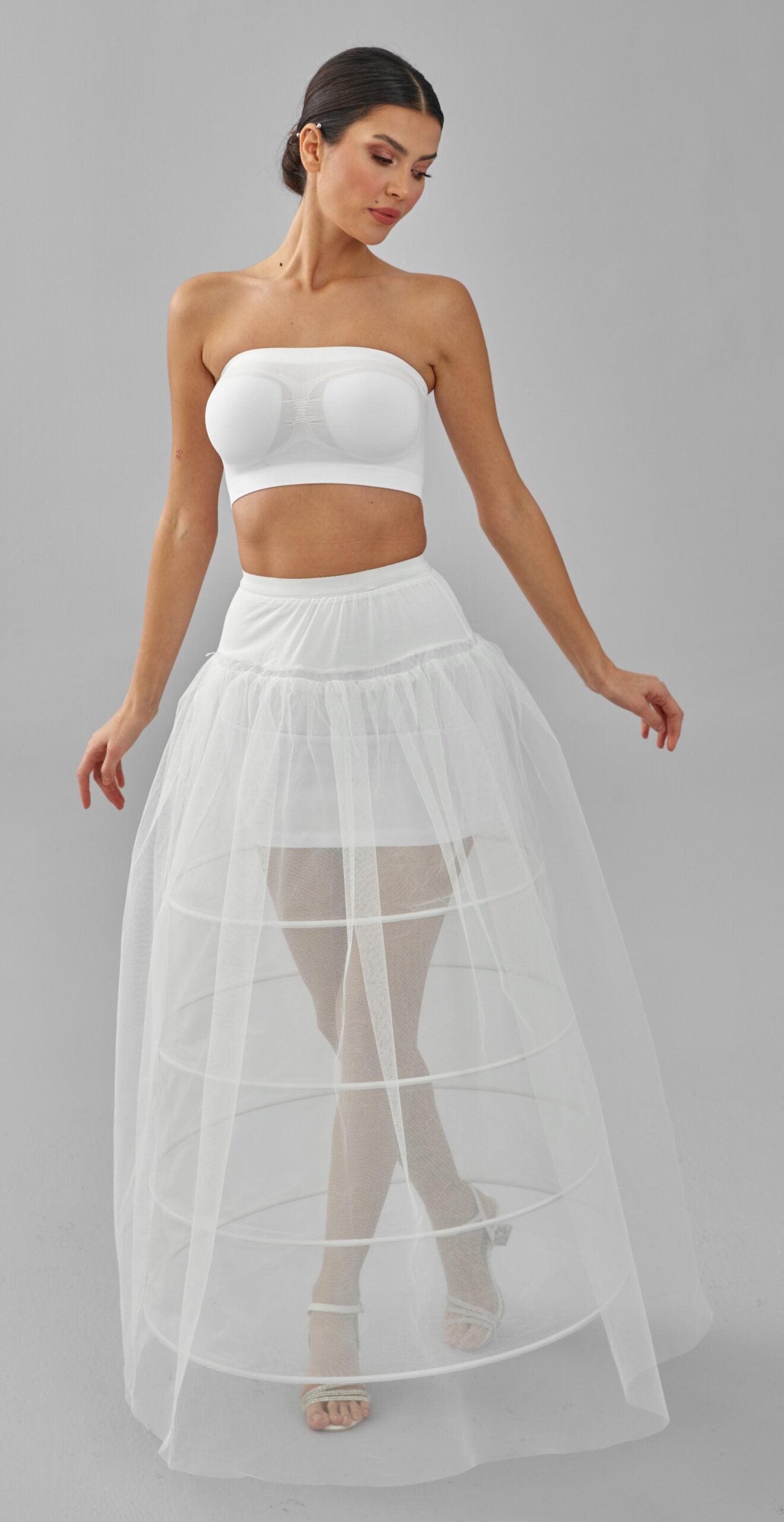 Crinoline, Wedding Dress Underskirt, White Petticoat Skirt, Four Hoop Skirt