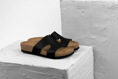 Liora by LEON- Women’s Leather Slide- One‑Piece Leather Comfort Sandal