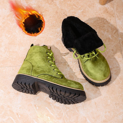 Women’s Lace-Up Suede Fleece-Lined Ankle Boots | Cozy Winter Boots