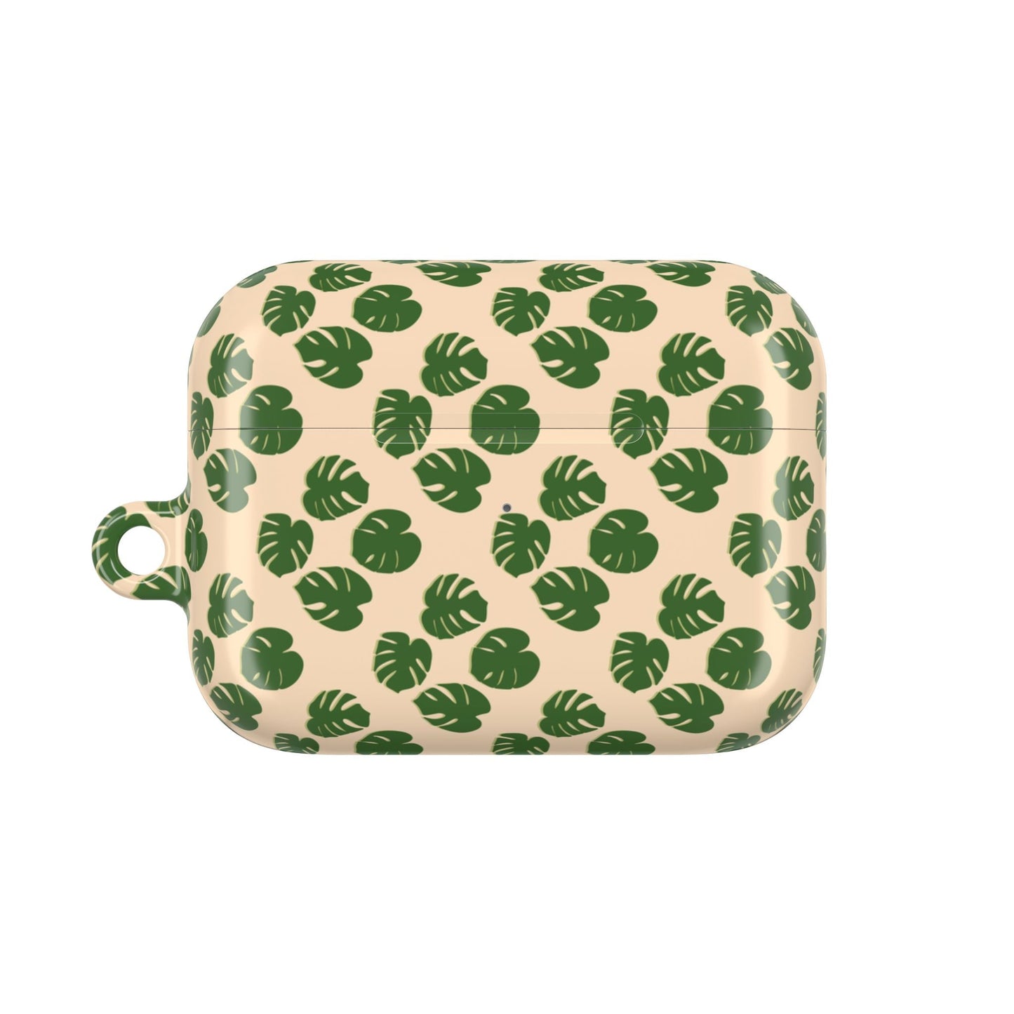 Monstera Pattern Earbud Case – Slim Protective Cover With Carabiner