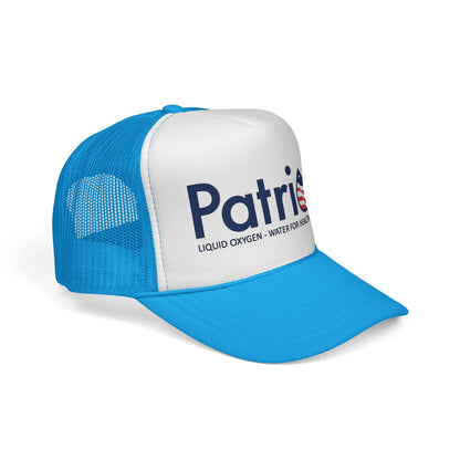 Patriox Trucker Hat — Patriotic Logo Mesh Cap ("Liquid Oxygen — Water for Health Freedom")