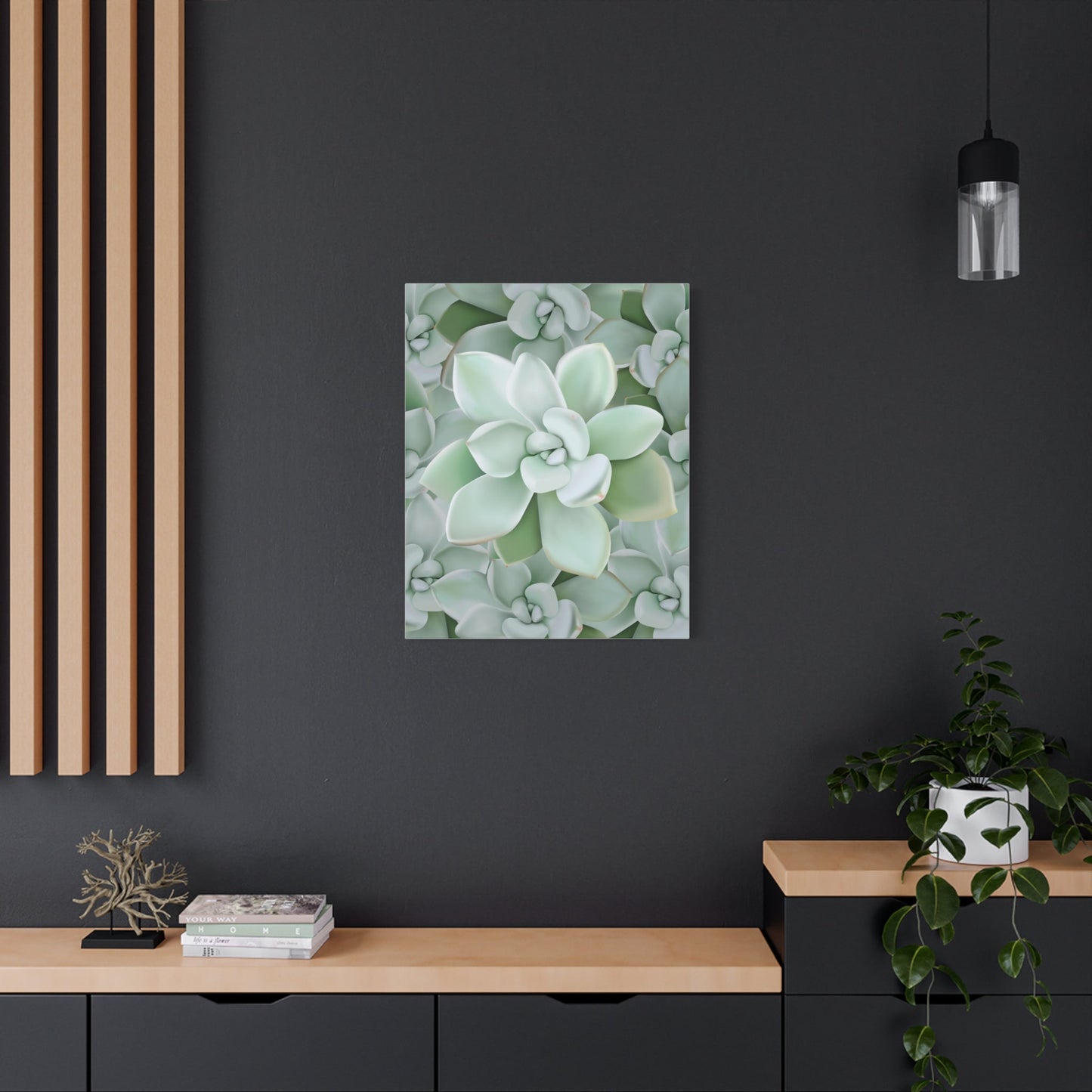 Pachyveria Haagei Succulent Pattern Canvas Print – Botanical Wall Art