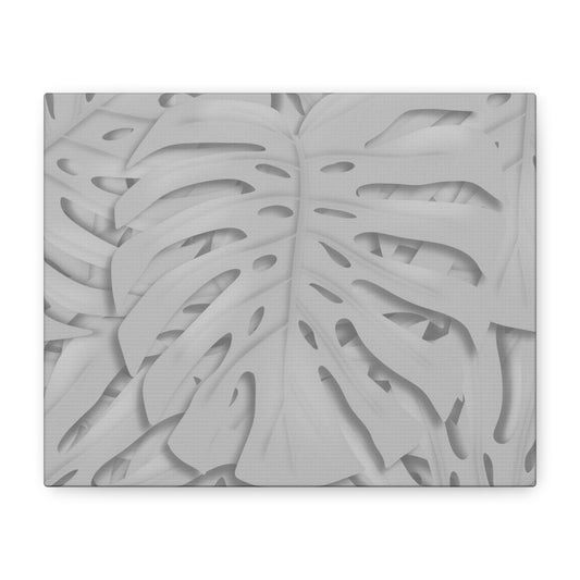 Soft Grey Monstera Canvas Print – Botanical Wall Art
