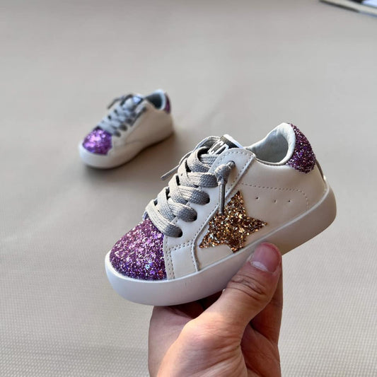 Gold Glitter Star Purple Glitter Accents