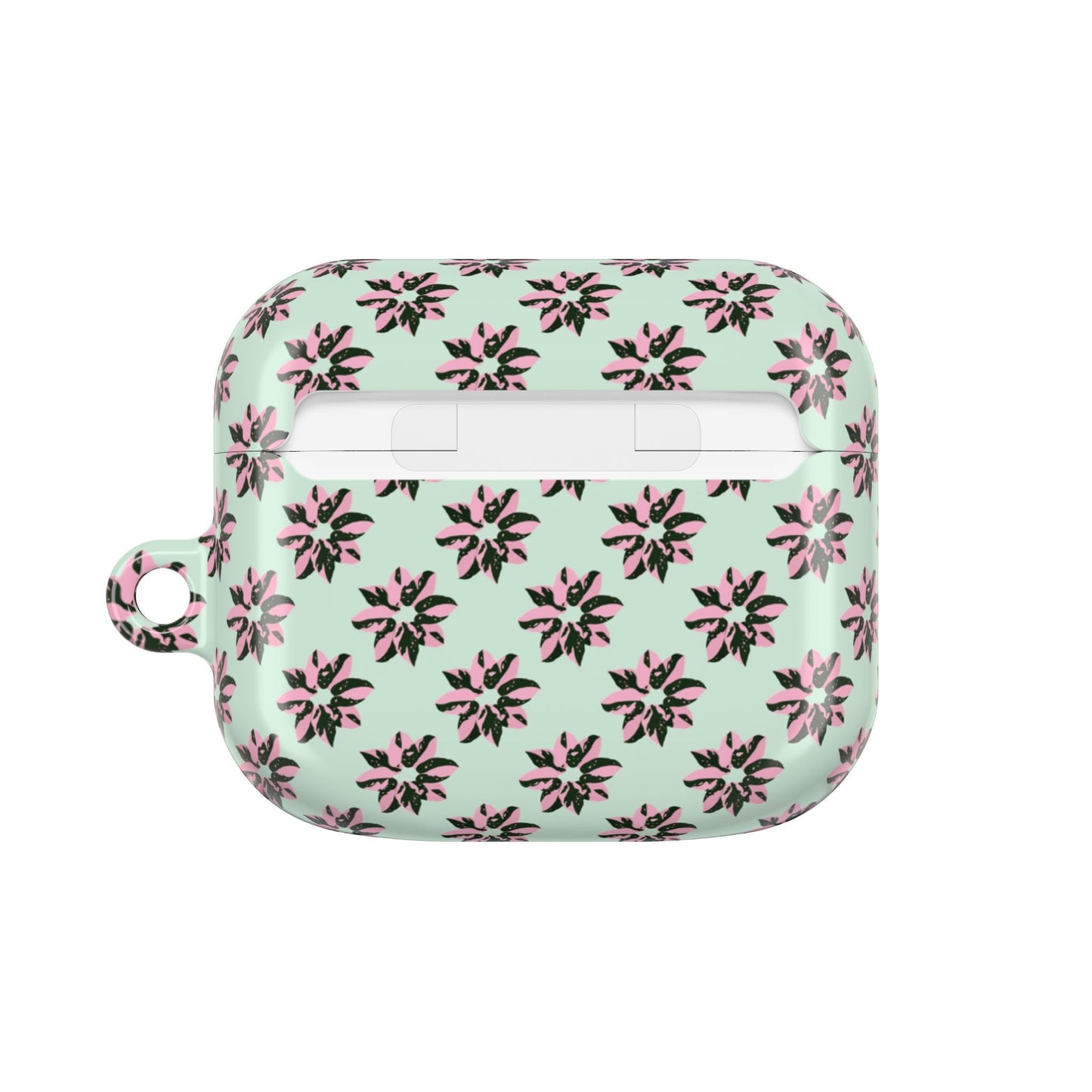 Pink Princess Philodendron Pattern Earbud Case – Slim Protective Cover With Carabiner