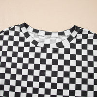 Luxury Checkerboard T Shirt and High Waist Skorts Set