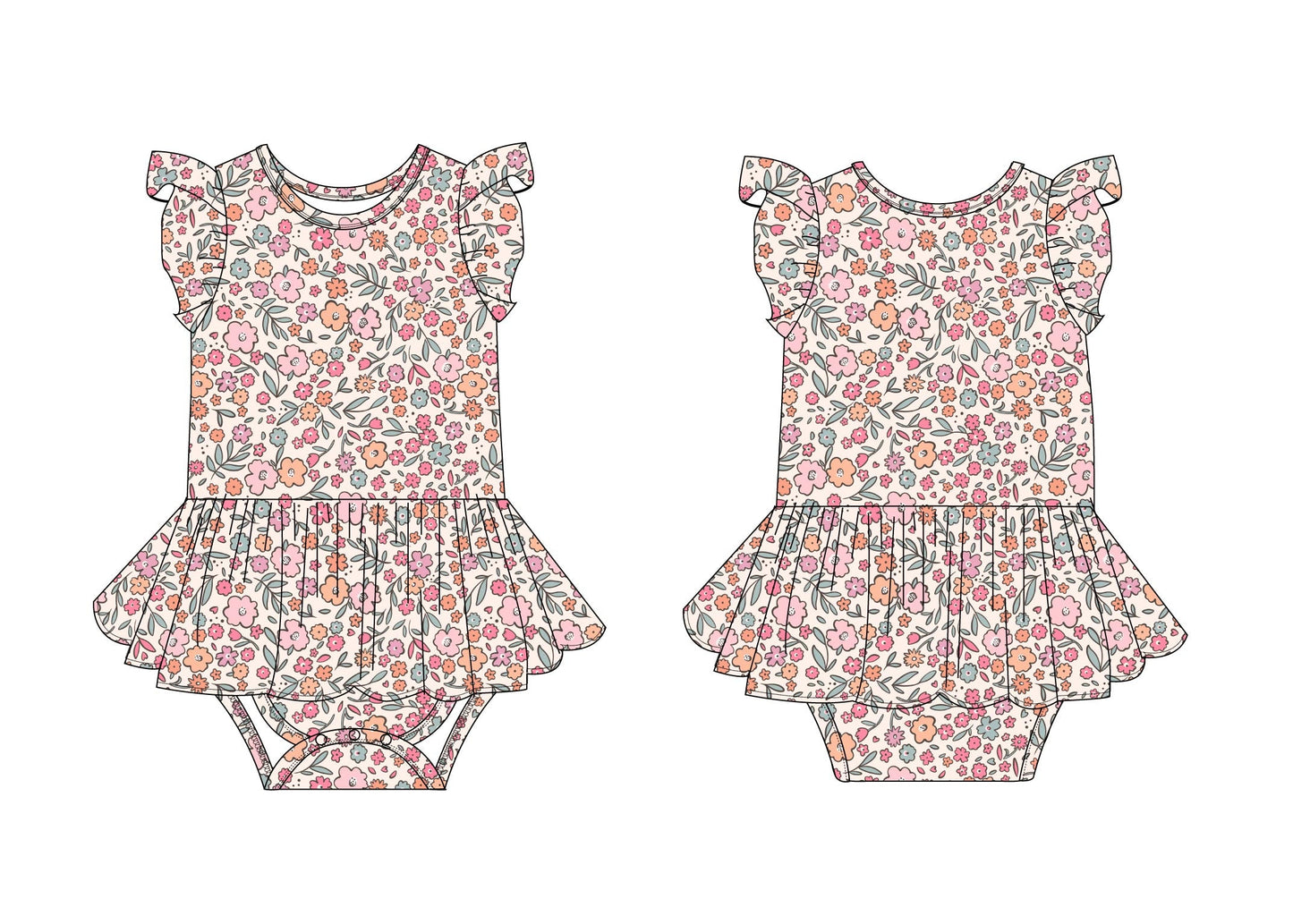 Blossom Bestie: Bodysuit Twirl Dress