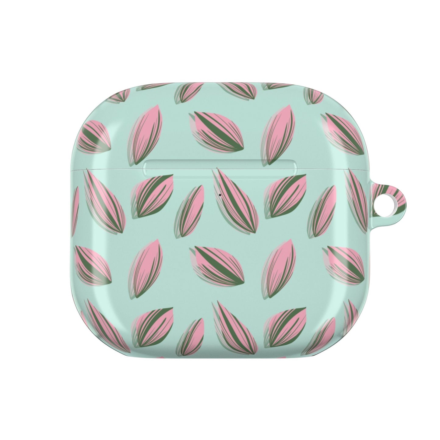 Tradescantia Nanouk Pattern Earbud Case – Slim Protective Cover With Carabiner