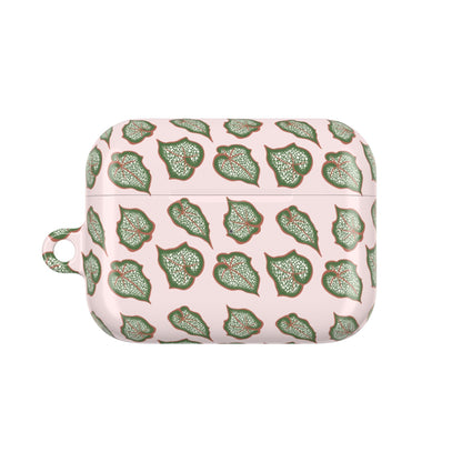 Begonia Pattern Earbud Case – Slim Protective Cover With Carabiner