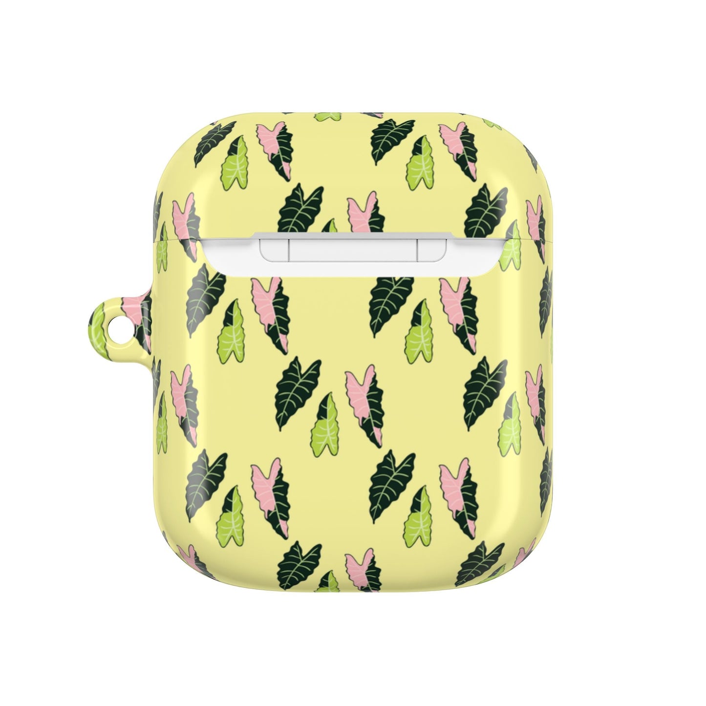 Alocasia Pattern Earbud Case – Slim Protective Cover With Carabiner