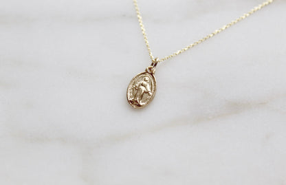 14k Gold Miraculous Medal Necklace