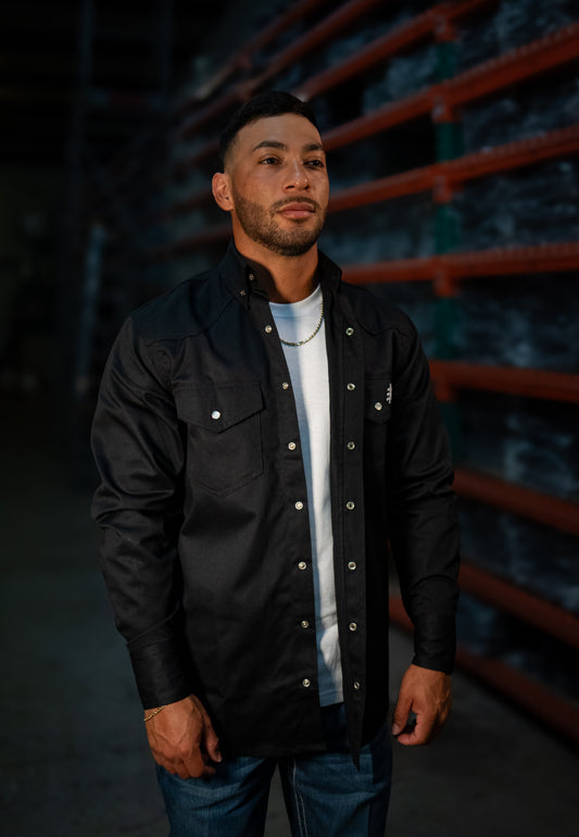 FR Western Style Pearl Snap - Black