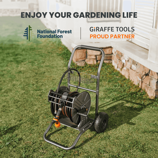 Garden Hose Reel Cart-2 Wheels-Stainless Steel-Heavy Duty