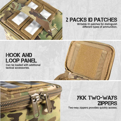 Tactical Ammo Bag, Ammos Transportation Bag for Pistol Rifle and Shotgun Range