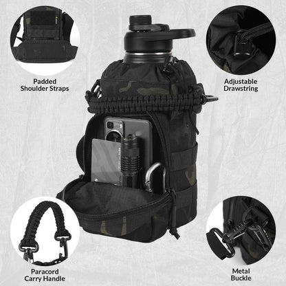 Votagoo 64Oz Half Gallon Stainless Steel Insulated Tactical Water Bottle with Metal Military Water Bottle Tactical Carrier Bag