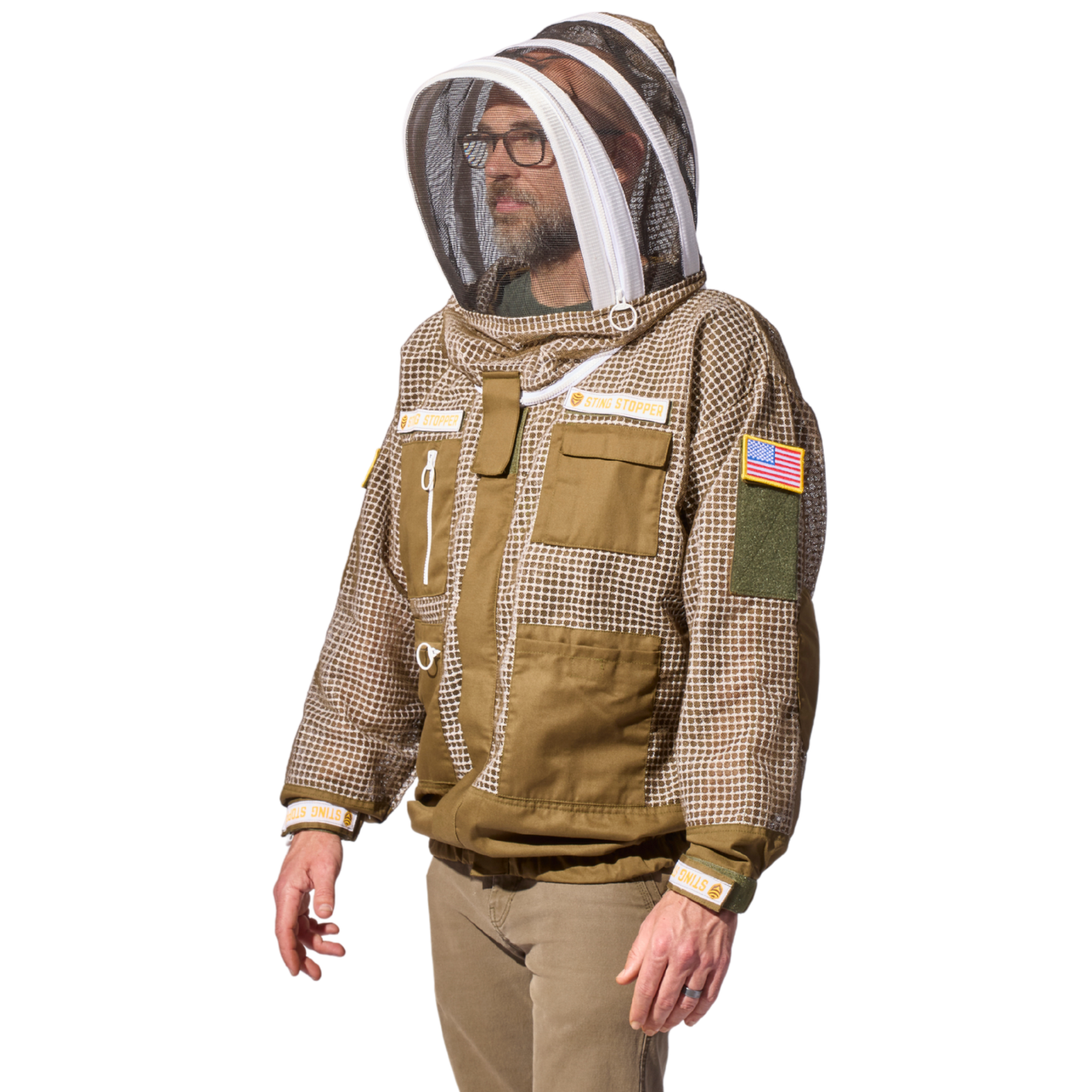 Sting Stopper Professional Ventilated Beekeeping Jacket - Olive Green