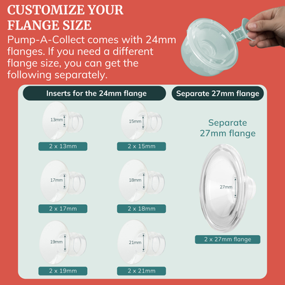 Milk Collection Cups with Silicone Flanges - Pump-A-Collect