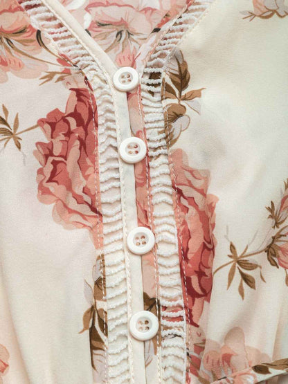Printed Ruffled Hem V-Neck Dress