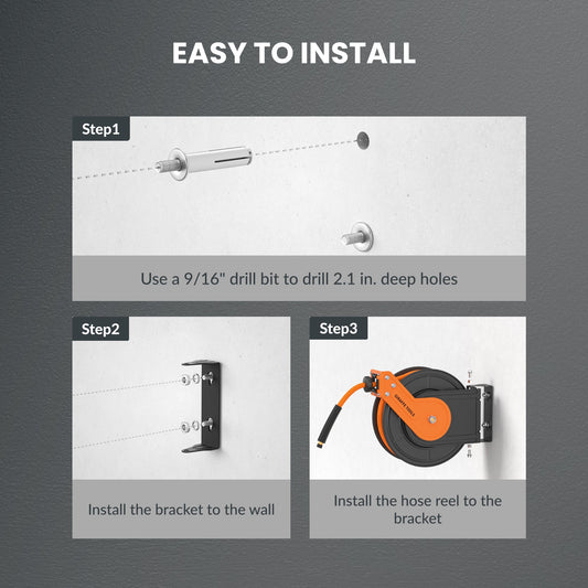 Retractable Air Hose Reel-Alloy Steel Reel-3/8in 25ft-50ft