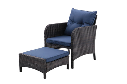 5 Piece Outdoor Patio Furniture Set,All Weather PE Rattan Conversation Chairs with Armrest and Removable Cushions,Ottomans and Storage Coffee Table for Poolside Garden Balcony Deck