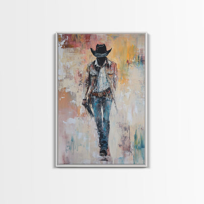 Cowboy, Vintage Horse Art, Southwest Wall Art, Rustic Wall Art, Canvas Print, Above Couch Art, Bedroom Art, Farmhouse Art