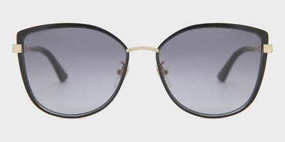 Gucci GG0589SK-001 57 Women’s Sunglasses | Black/Gold Metal Frame | Authentic Luxury