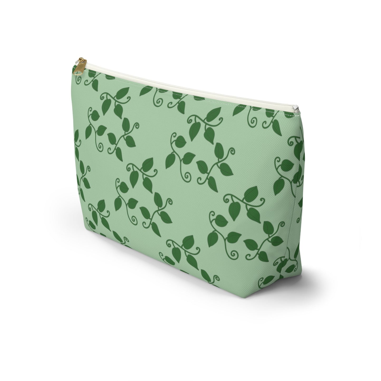 Pothos Pattern Accessory Pouch – Zippered Catch-All With T-Bottom