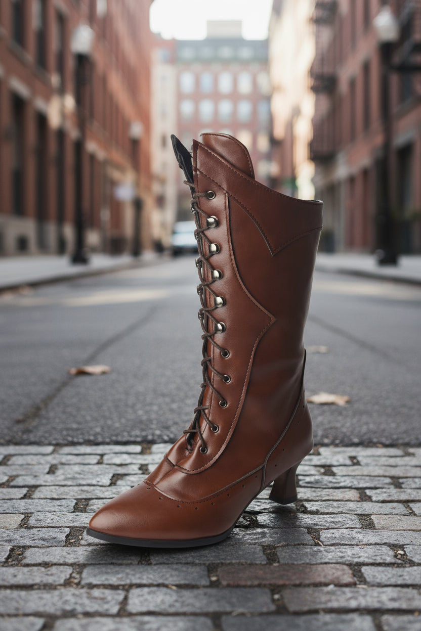 Lace-Up Martin Boots | Round Toe Wine-Cup Heel | Large-Size Women’s Boots