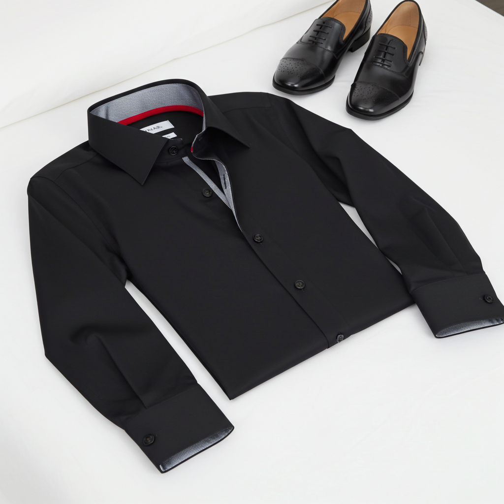 Richard Button-Up Shirt With Contrast Details // Black // Contemporary Fit (Regular)