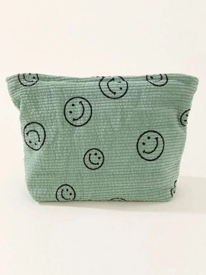 Zenana Corduroy Smile Clutch Bag With Pinstripe Print