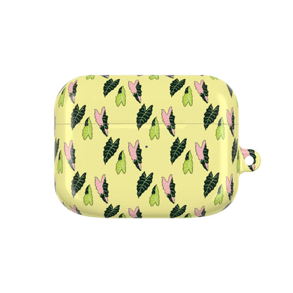Alocasia Pattern Earbud Case – Slim Protective Cover With Carabiner