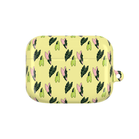 Alocasia Pattern Earbud Case – Slim Protective Cover With Carabiner