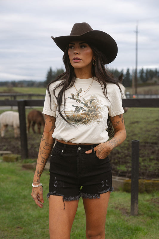 On The Go Distressed Shorts - Black
