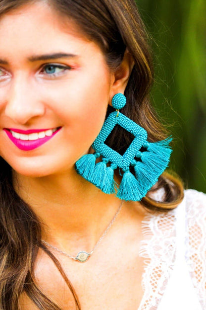 Hot Pink Ellie Fringe Drop Earrings