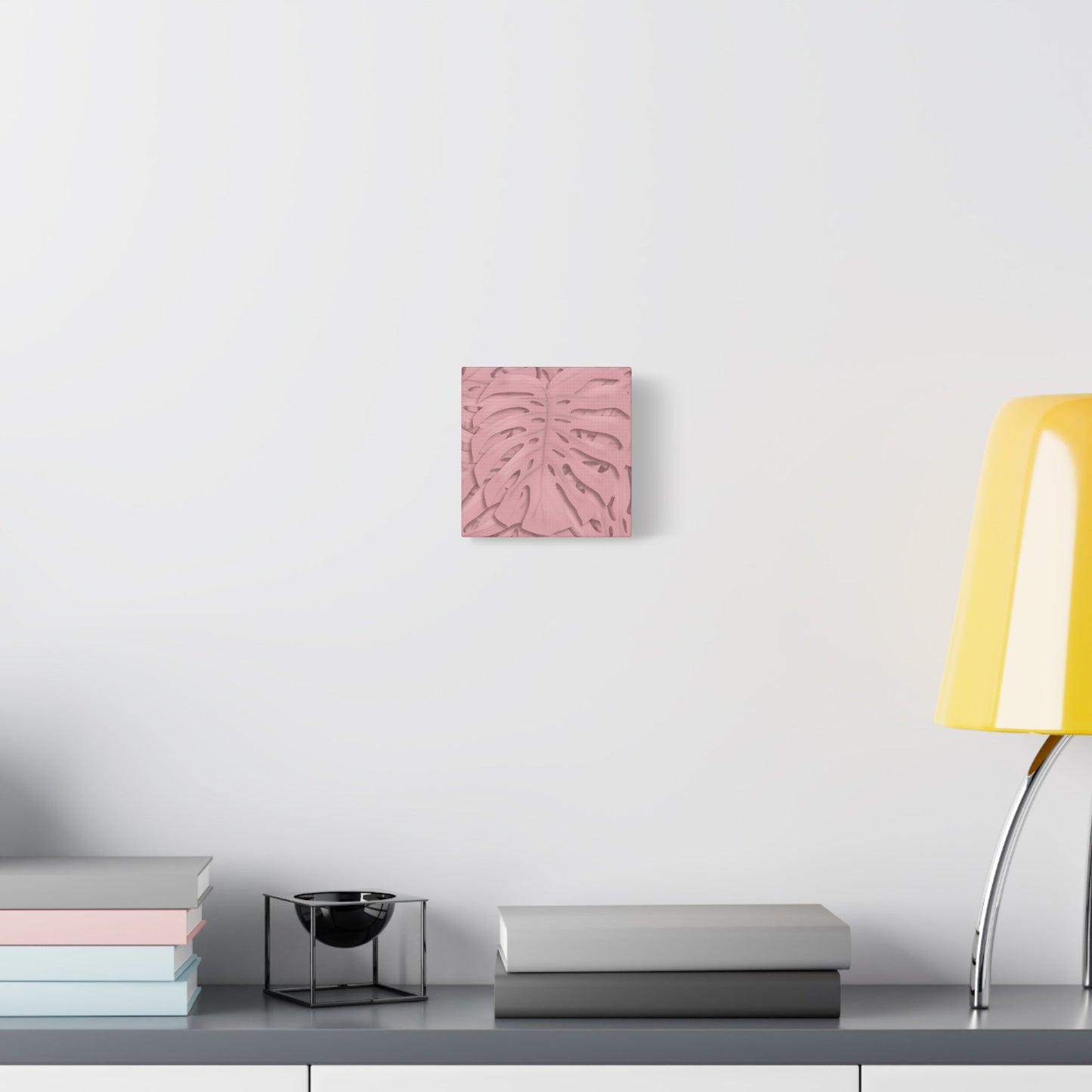 Soft Pink Monstera Canvas Print – Botanical Wall Art