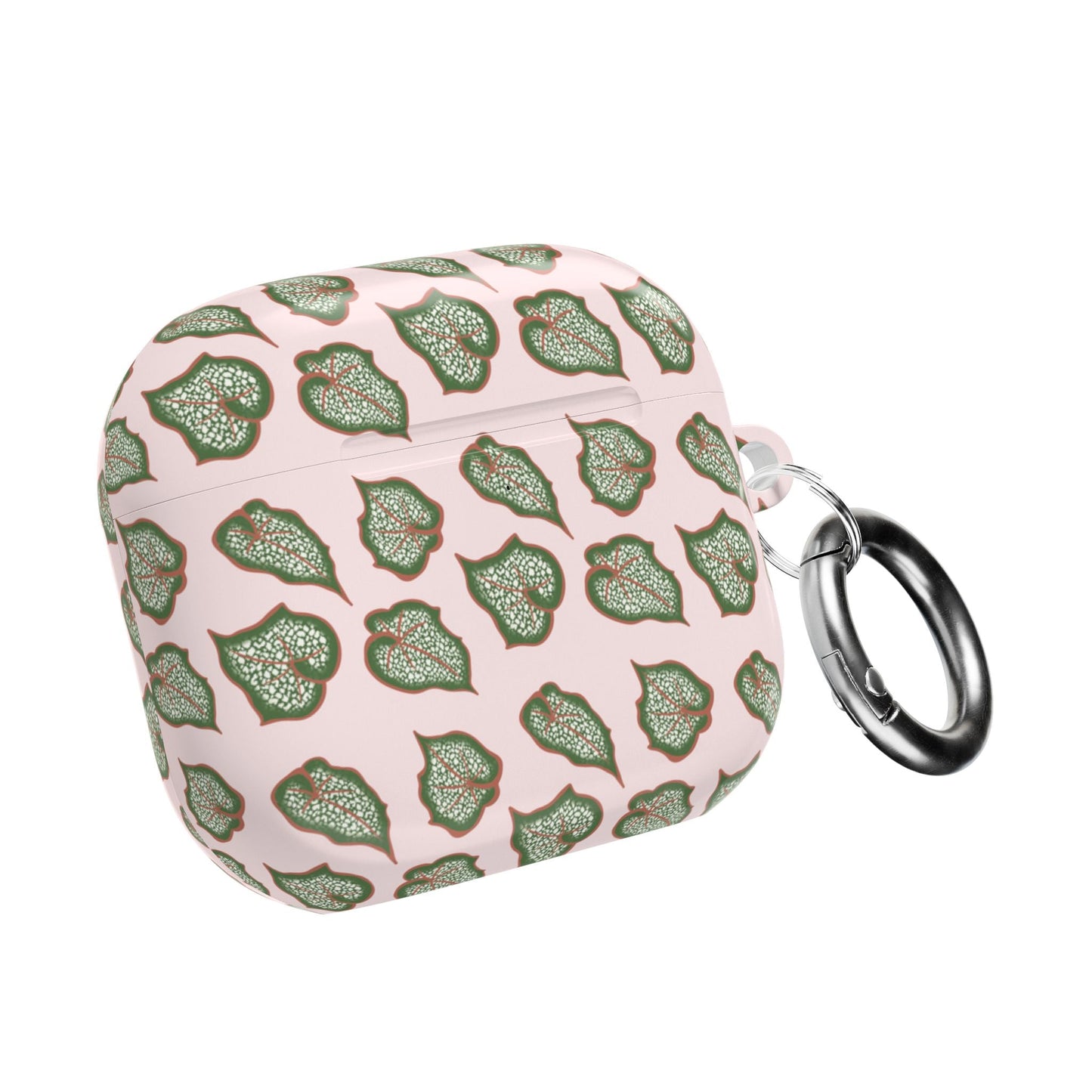 Begonia Pattern Earbud Case – Slim Protective Cover With Carabiner